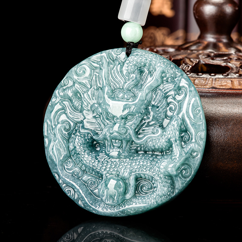 Women'S Fashion Gifts - Collier pendentif dragon en jadéite birmane,