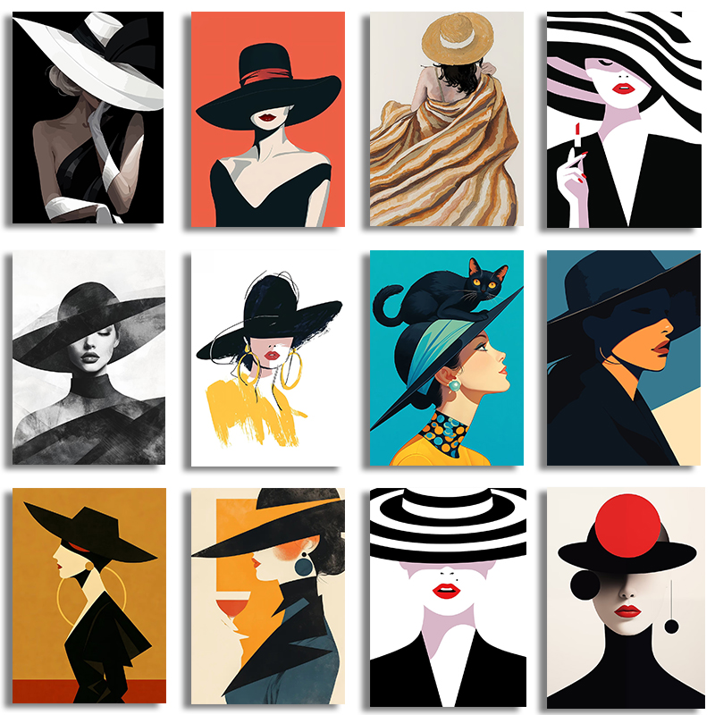 Women'S Fashion Hats - Toile sans cadre, 1 pièce, femme