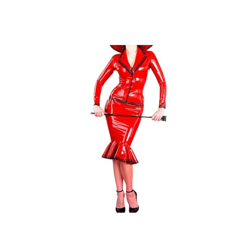 Xxl Women Fashion - Robe en latex rouge élégante et