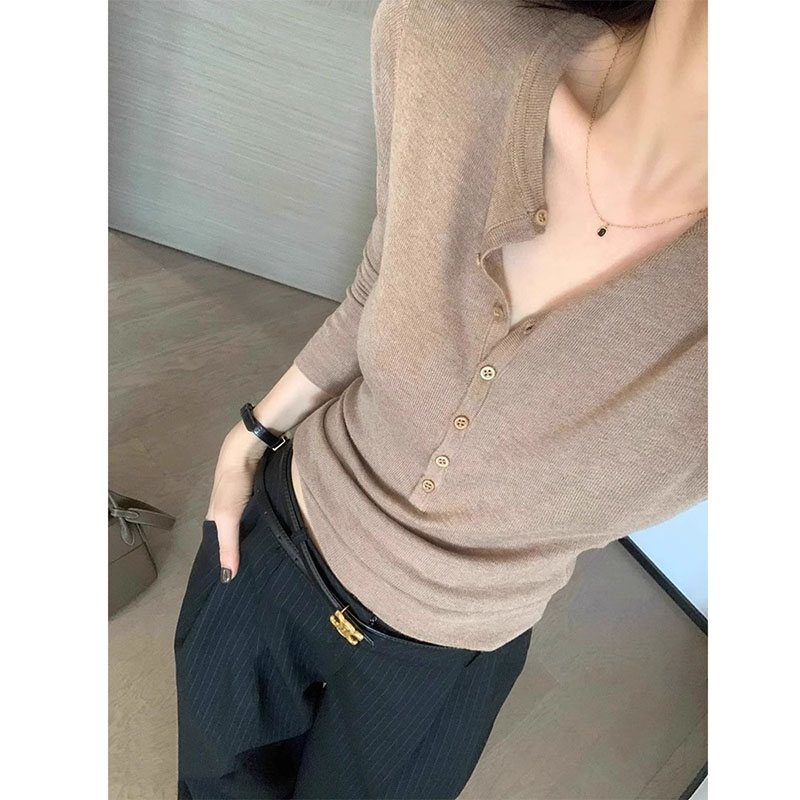 Women Fashion Designers - T-shirt Femme Manches Longues Col V