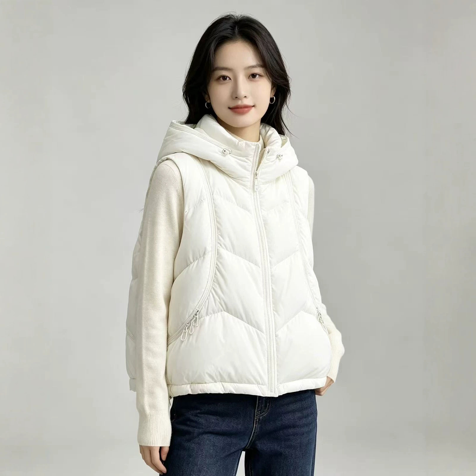 Puffer Vest Fashion Women - Gilet matelassé sans manches pour femme,