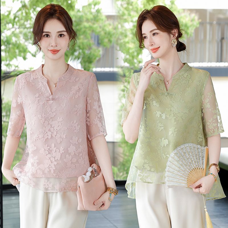 Women Fashion Over 60 - T-shirt d'été à manches courtes coupe