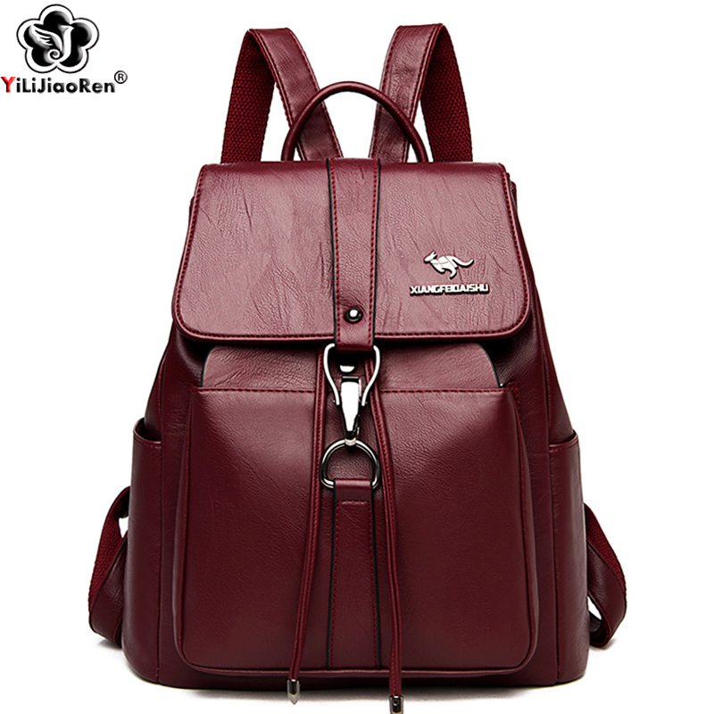 Women'S Fashion Backpack - Sac à dos antivol en cuir