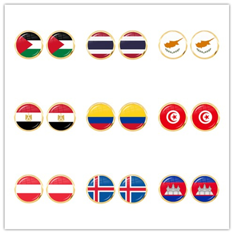 Women Fashion Egypt - Boucles d'oreilles cabochon en verre drapeau