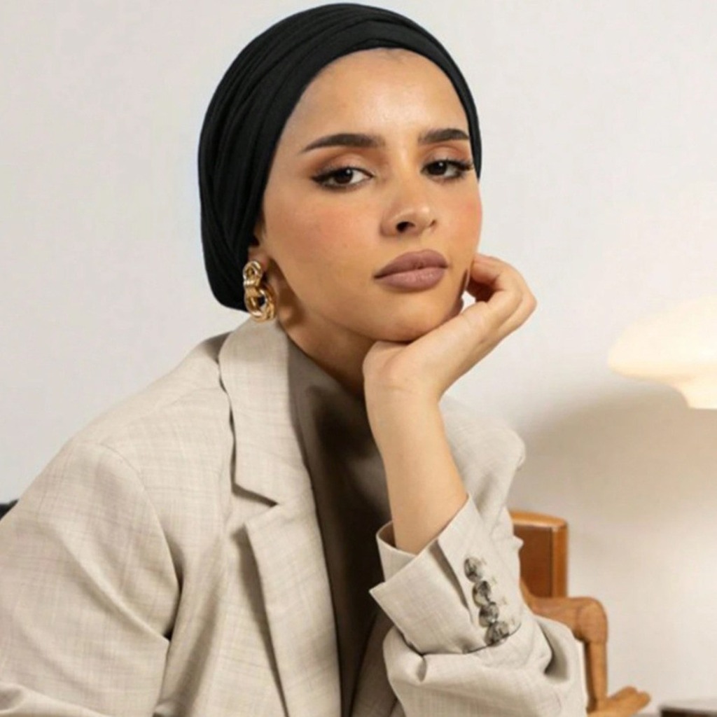 Women'S Fashion Hats - Bonnet Hijab en Coton Mercerisé, Turban