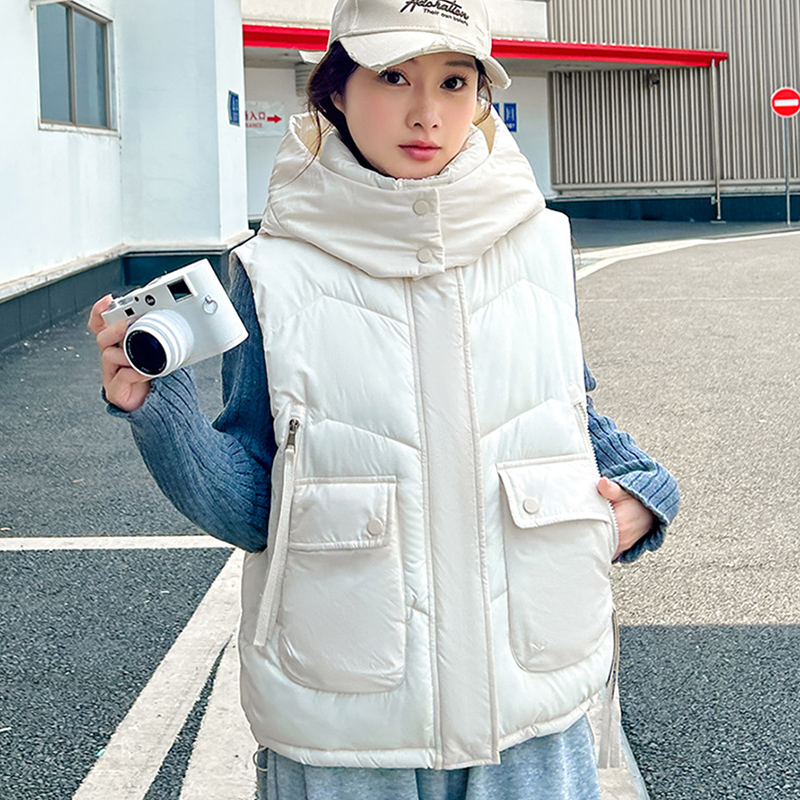 Puffer Vest Fashion Women - Gilet ample à capuche pour femme,