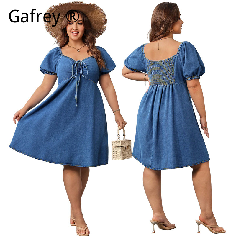 Women Fashion Jeans - Robe midi en jean pour femme,