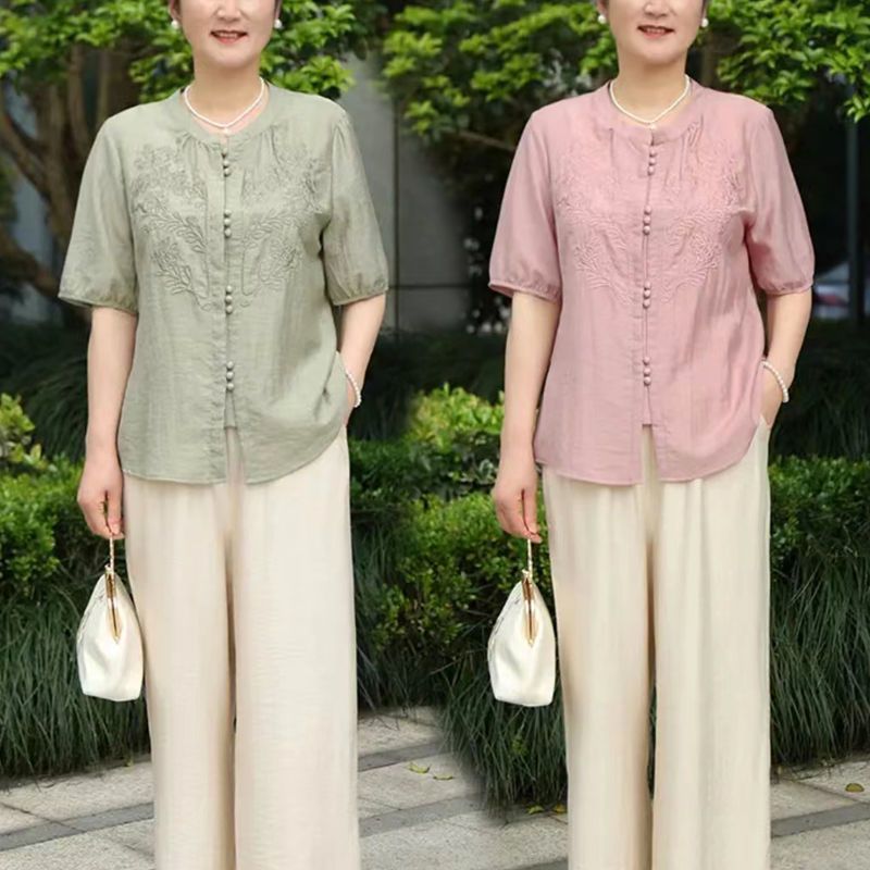 Women Fashion Over 60 - Nouvel ensemble deux pièces brodé style