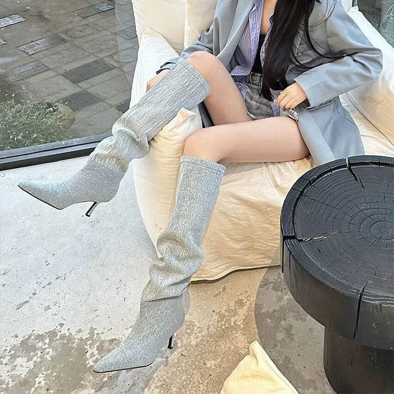 Bottines plissées à talons hau - Women Fashion Jeans avis et prix
