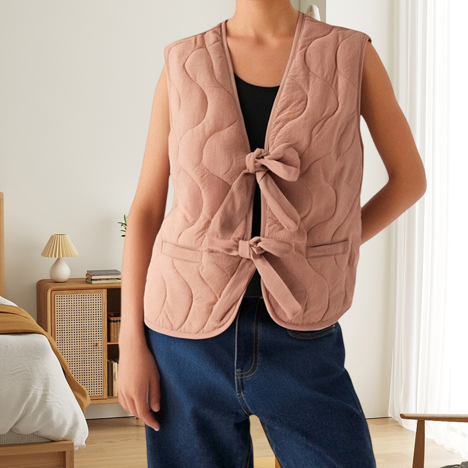 Veste bouffante à lacets pour  - Puffer Vest Fashion Women avis et prix