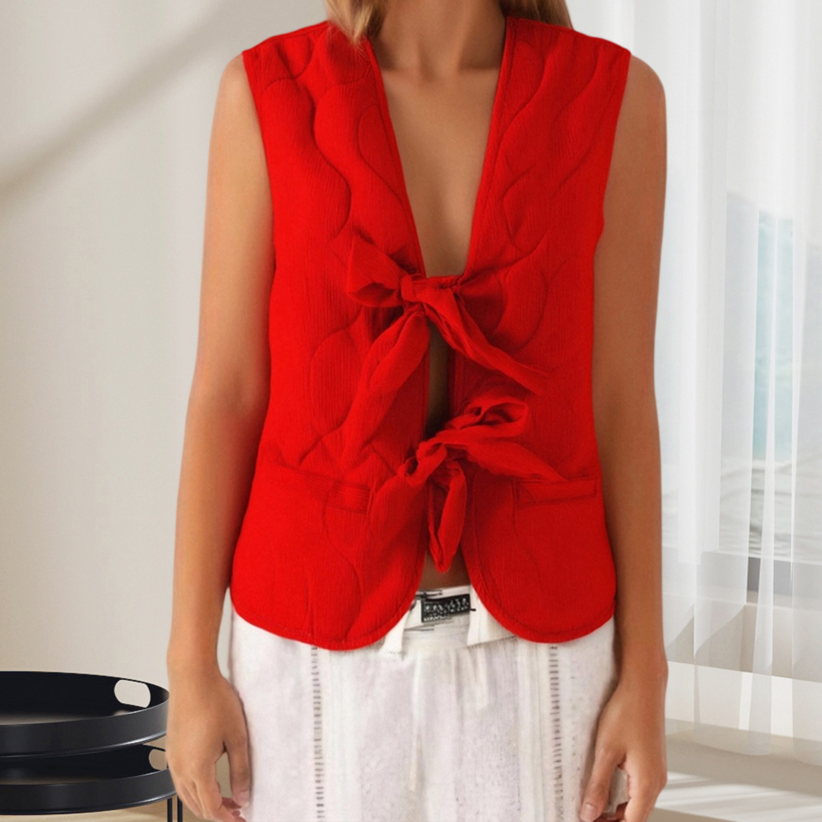 Veste bouffante à lacets pour  - Puffer Vest Fashion Women avis et prix