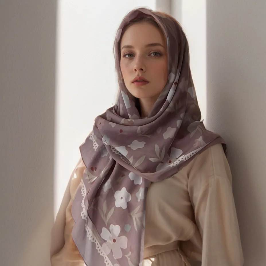 Foulard Carré Imprimé Floral M - Women Fashion Malaysia avis et prix