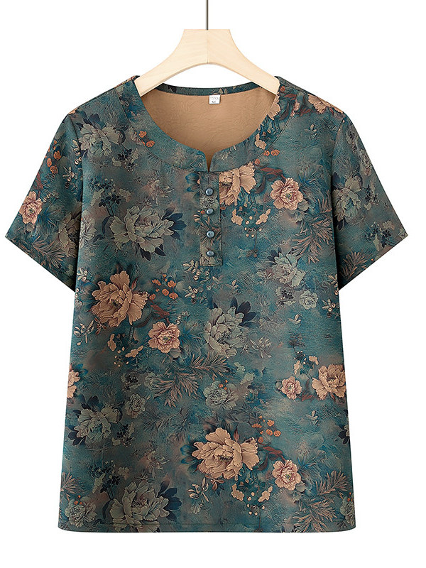 T-shirt d'été à col rond et ma - Women Fashion Over 60 avis et prix