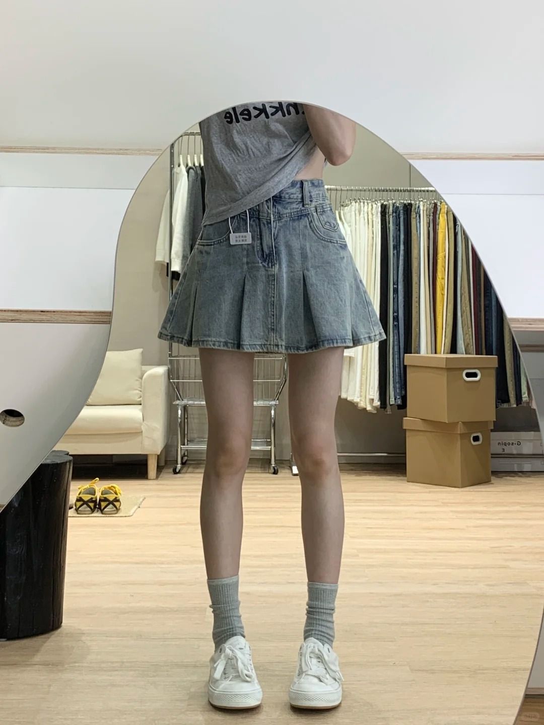 Jupe plissée en jean taille ha - Women Fashion Jeans avis et prix