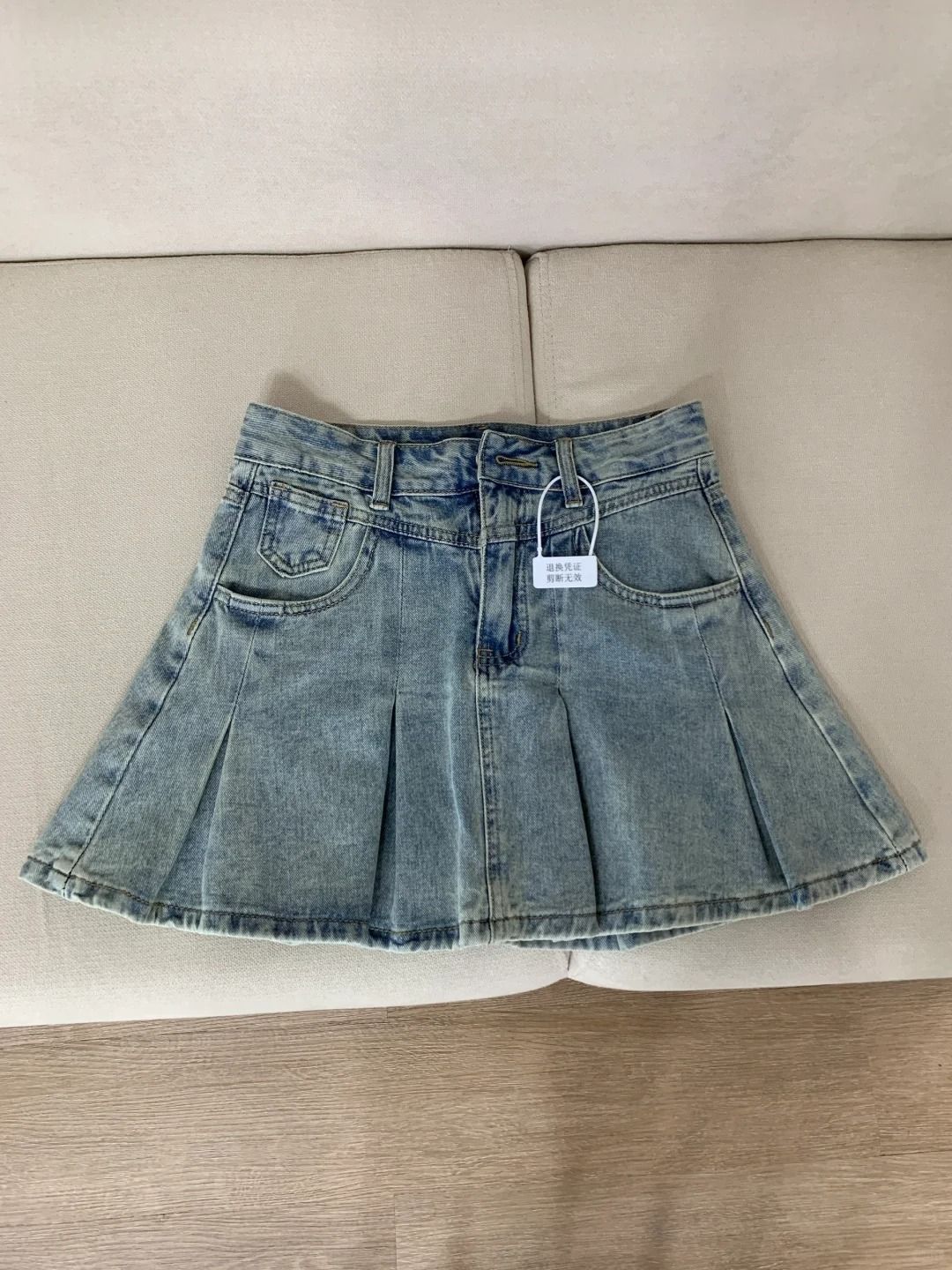 Jupe plissée en jean taille ha - Women Fashion Jeans avis et prix