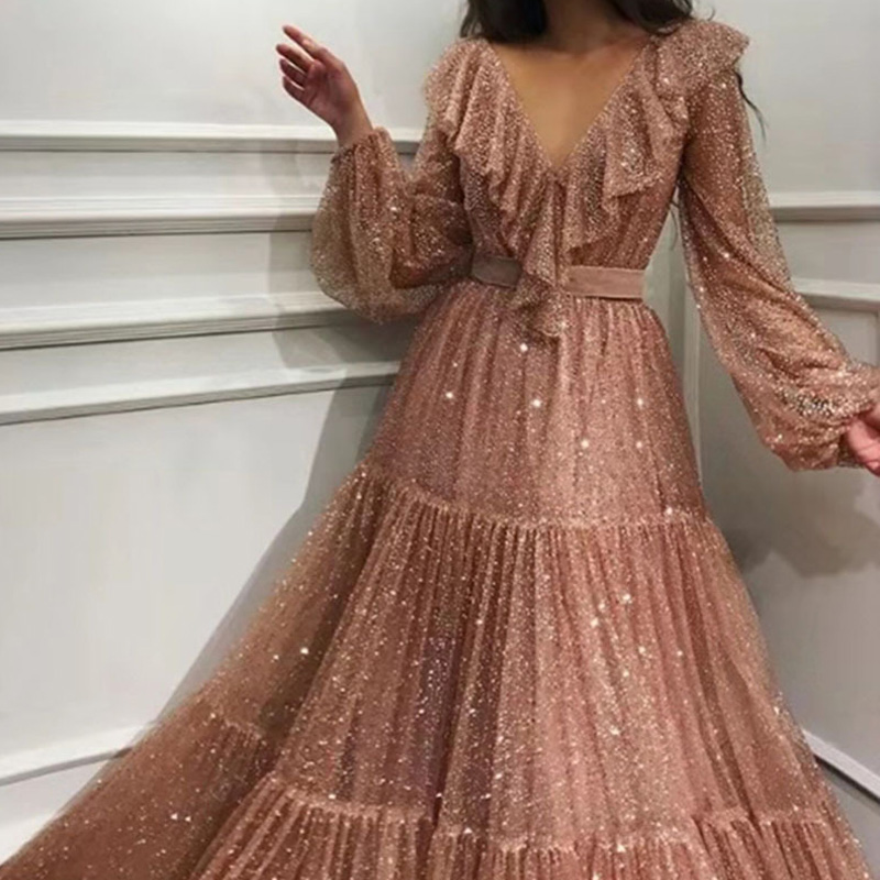 Robe de soirée en maille dorée - Women'S Fashion Gilded Age avis et prix