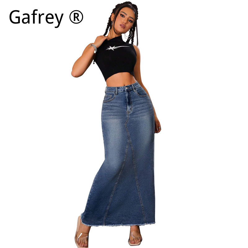 Jupe en jean mi-longue pour fe - Women Fashion Jeans avis et prix