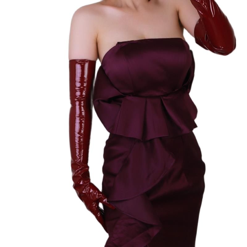 Gants en cuir verni extra long - Women Fashion Over 60 avis et prix