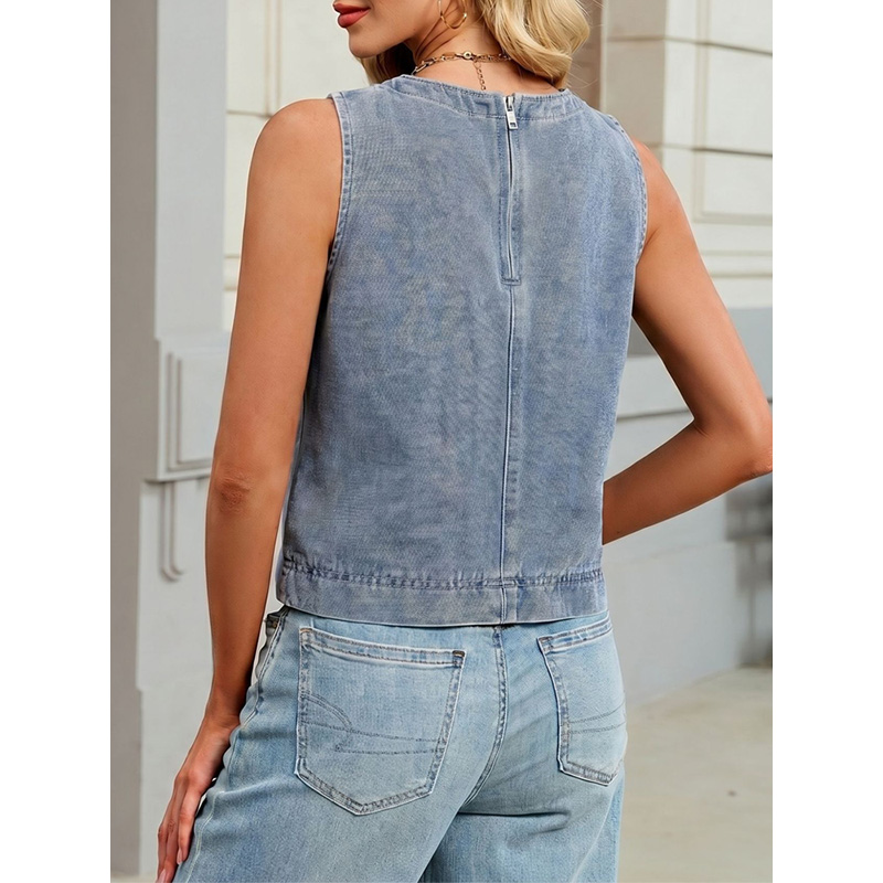 Benuynffy Gilet en jean décont - Women Fashion Jeans avis et prix