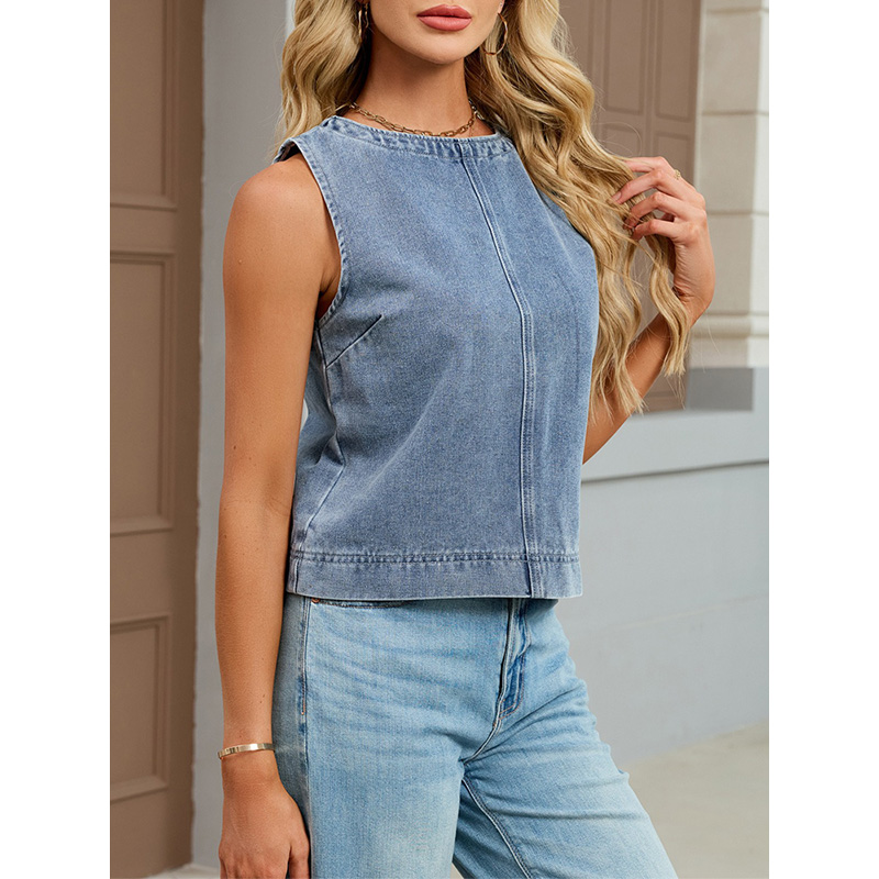 Benuynffy Gilet en jean décont - Women Fashion Jeans avis et prix