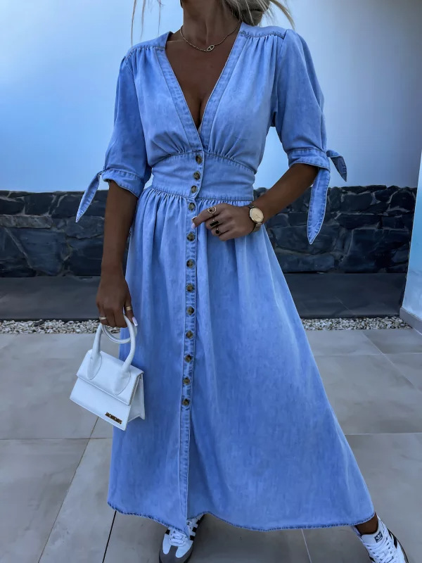 Robe en jean tendance à col en - Women Fashion Jeans avis et prix
