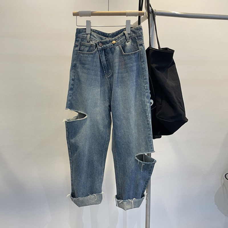 Été femmes déchiré jean taille - Women Fashion Jeans avis et prix