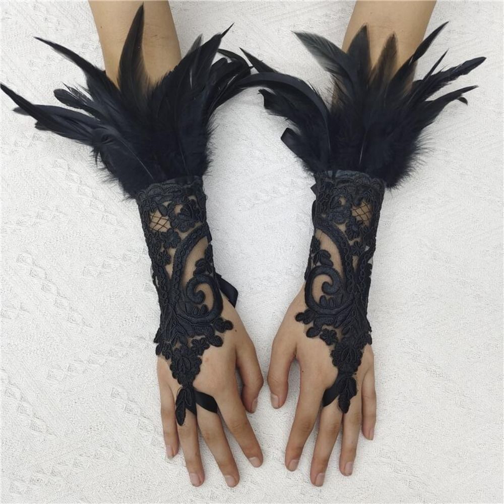 Gants longs en dentelle et plu - Women Fashion Gloves avis et prix