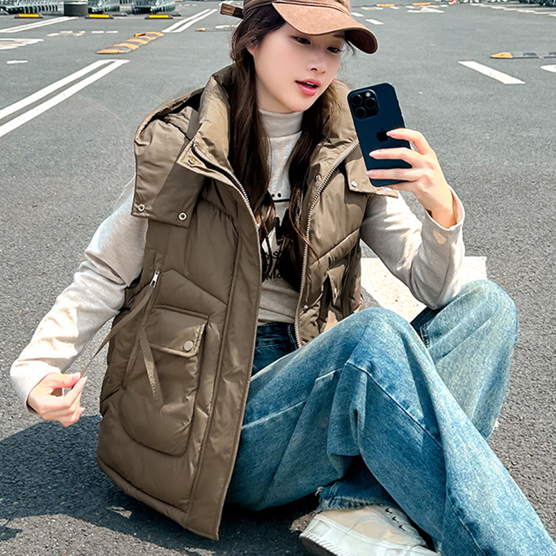 Gilet ample à capuche pour fem - Puffer Vest Fashion Women avis et prix