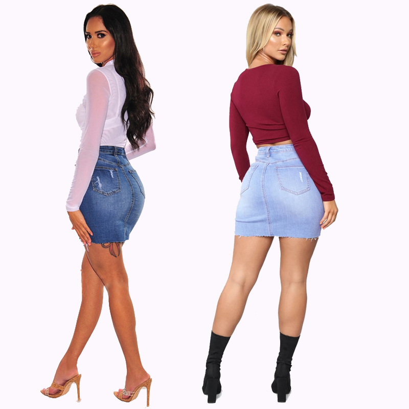 Mini-jupes en jean déchiré pou - Women Fashion Jeans avis et prix