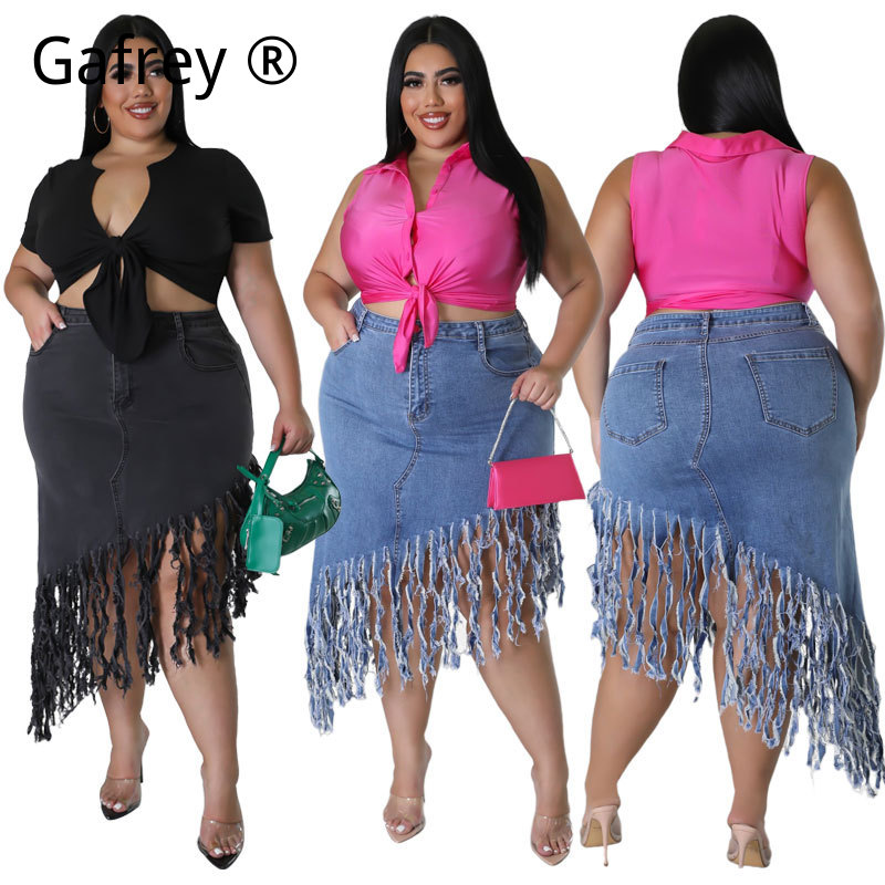 Jupe en jean taille haute à fr - Women Fashion Jeans avis et prix